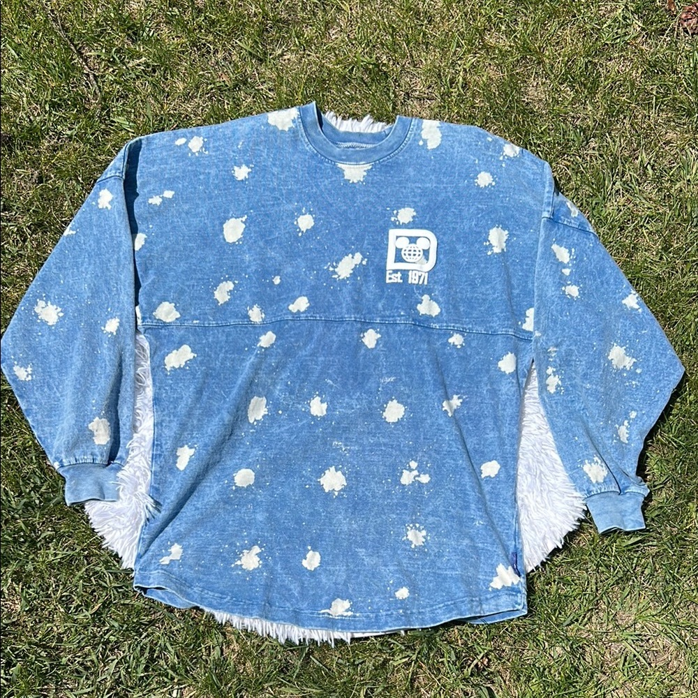 WDW Mickey Light Blue Denim and Acid Wash Spot Spirit Jersey Size XS